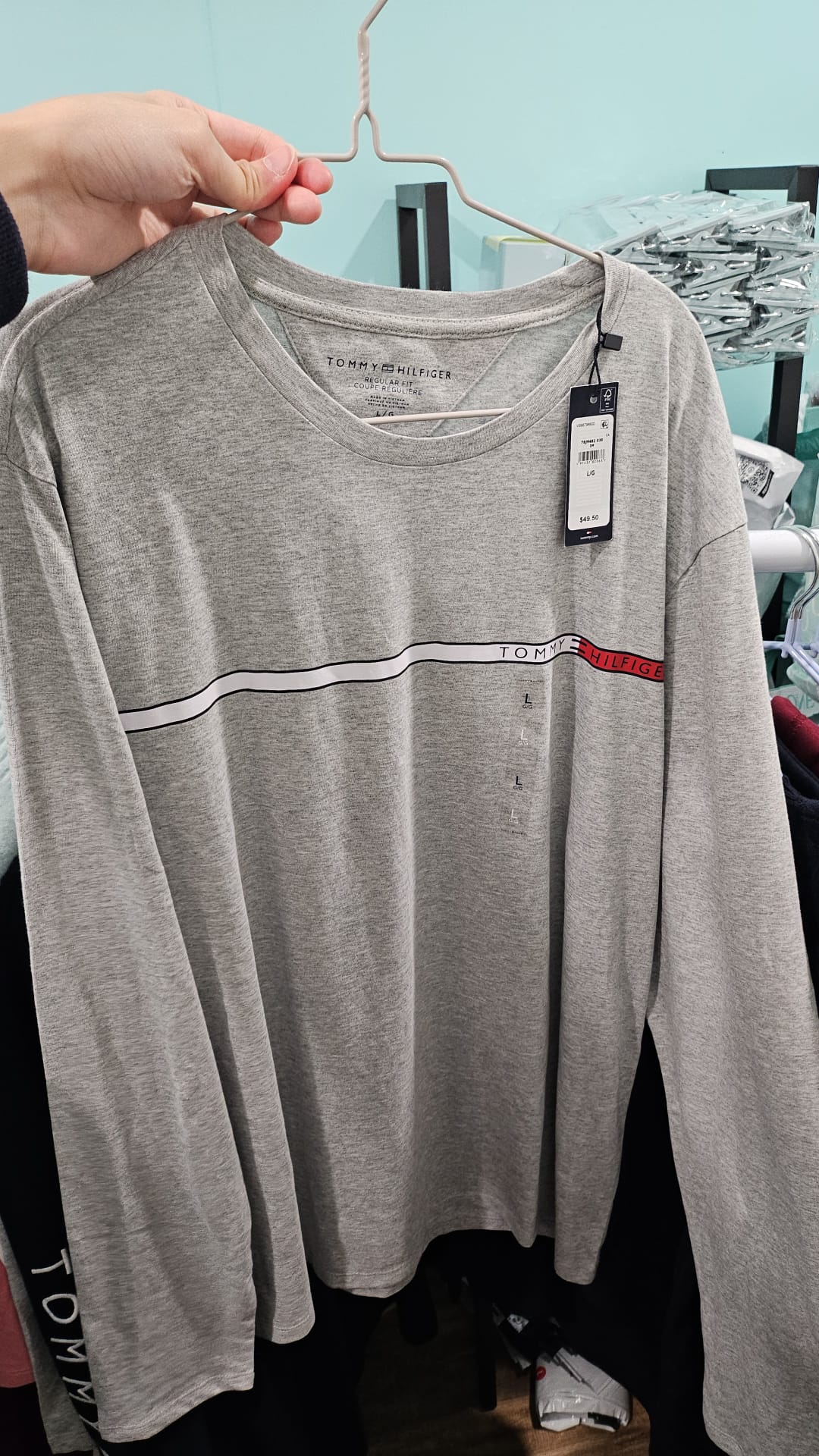 (現貨) Tommy Hilfiger Long Sleeve logo Tee (Grey)