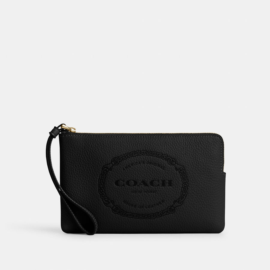 (現貨) Coach Large Corner Zip Wristlet With Coach Heritage