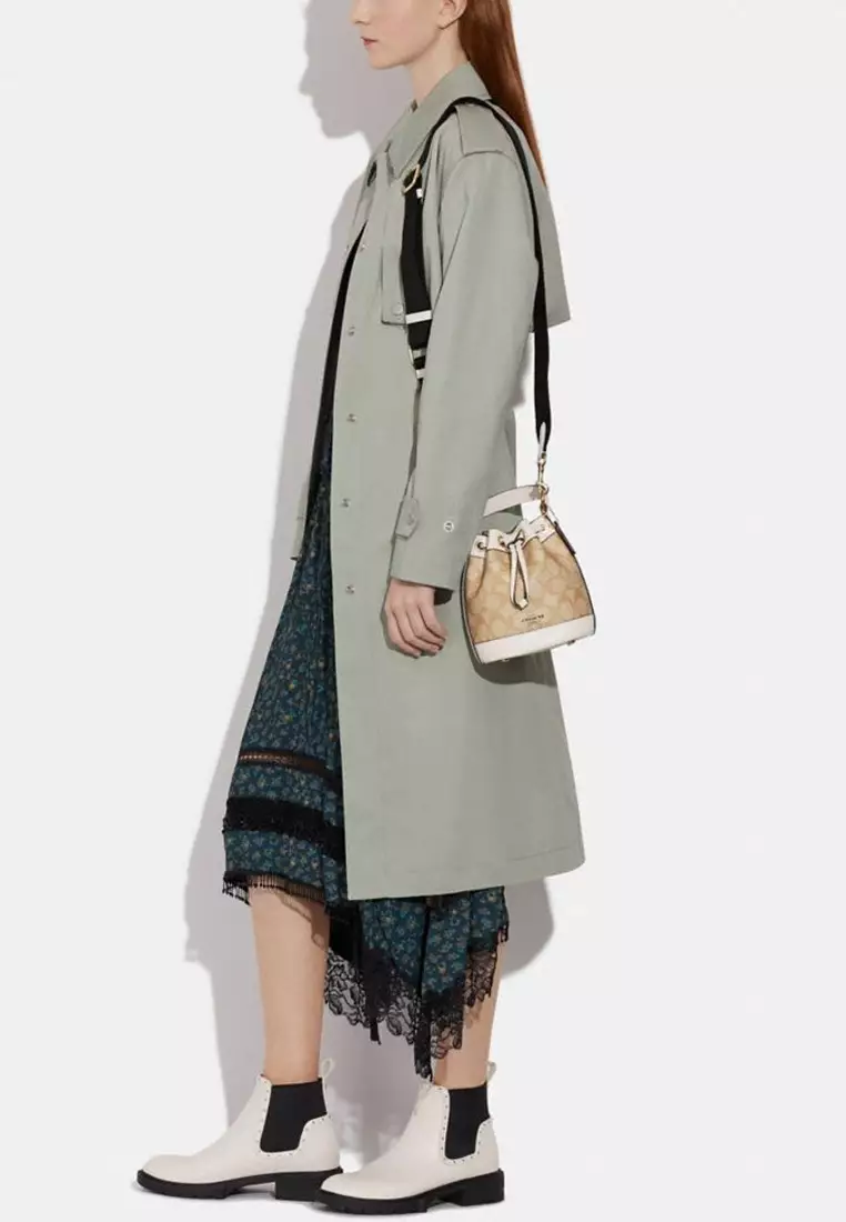 (現貨) Mini Dempsey Bucket Bag In Signature Jacquard With Stripe And Coach Patch