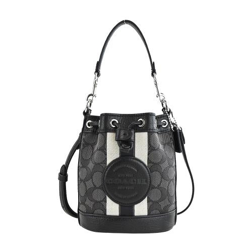 (現貨) Mini Dempsey Bucket Bag In Signature Jacquard With Stripe And Coach Patch