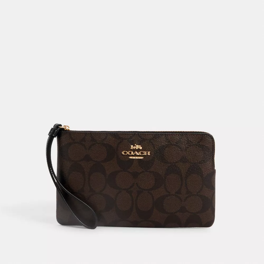(現貨) Coach Large Corner Zip Wristlet In Signature Canvas
