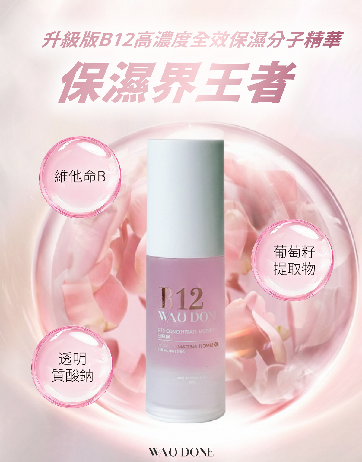 「For4 you週年慶」升級版B12高濃度全效保濕分子精華30ML 買一送一