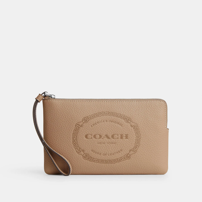 (現貨) Coach Large Corner Zip Wristlet With Coach Heritage