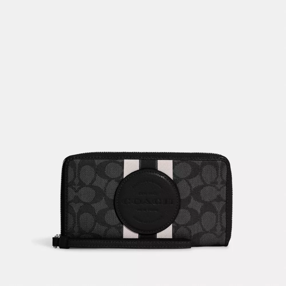 (現貨) Coach Dempsey Large Phone Wallet In Signature Jacquard With Stripe And Coach Patch