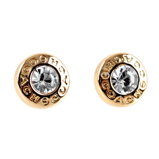 (現貨) Coach Signature Logo Rose Gold One-Open Circle & Crystal Stud Earrings