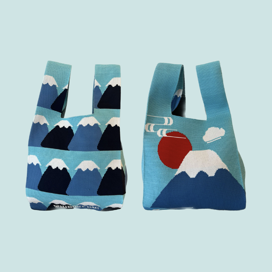 自家品牌 富士山刺繡針織袋